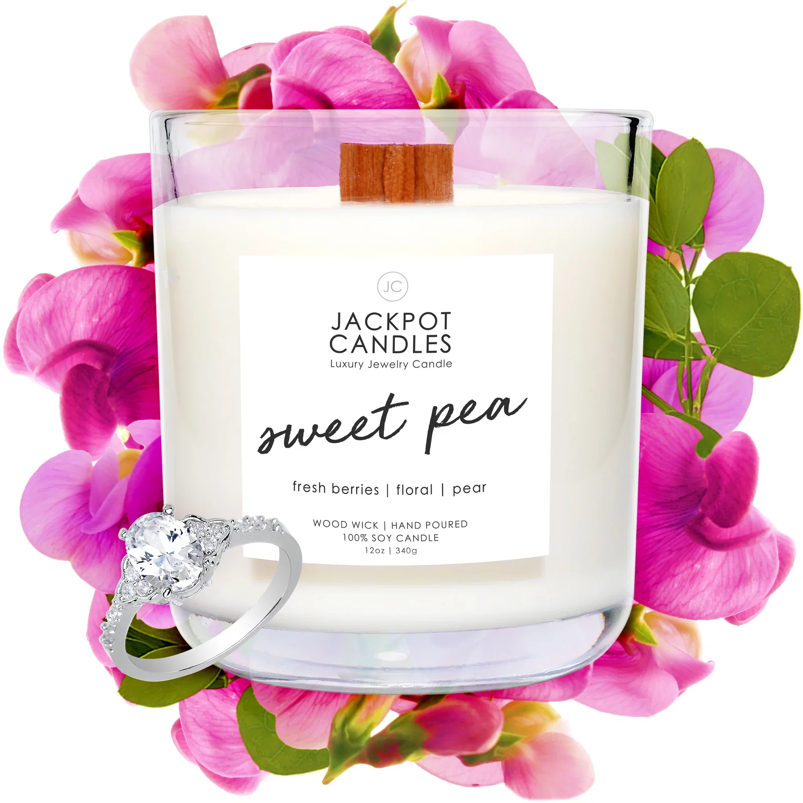 Image of Sweet Pea Wooden Wick Candle