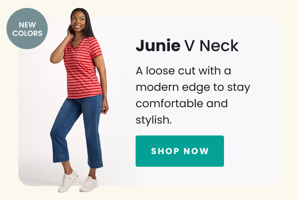 Junie V Neck A loose cut with a modern edge to stay comfortable and stylish.  SHOP NOW
