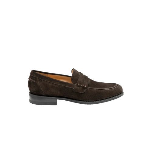 LOAKE 356 APRON SADDLE LOAFER DARK BROWN SUEDE