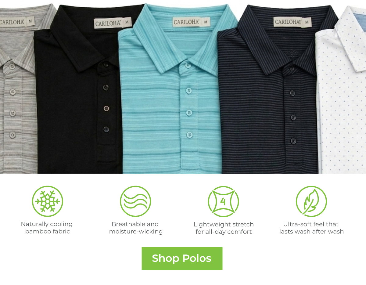 17 Colors & Patterns. Naturally cooling bamboo fabric. Shop Polos.