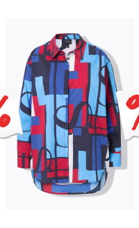 Hemdbluse, Colorblocking, Oversized, Hemdkragen, Langarm