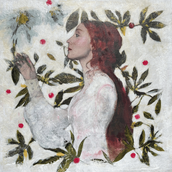 portrait of woman and flowers
