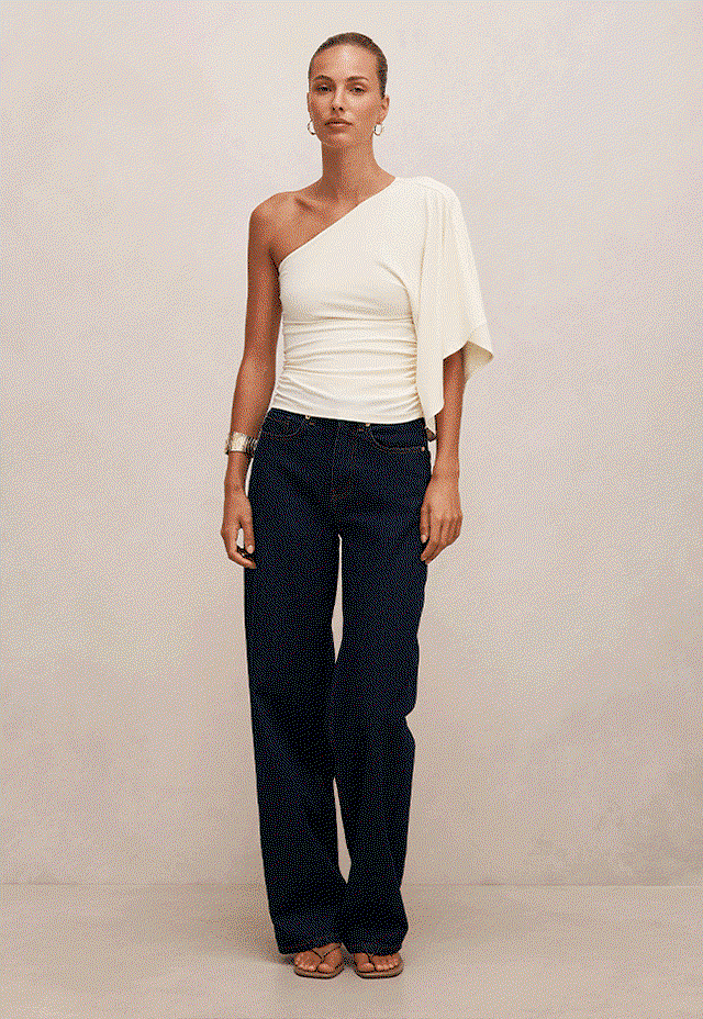 Olive One Shoulder Cape Top