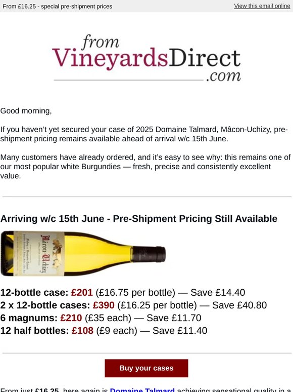 Don't miss our 2025 Mâcon-Uchizy pre-shipment offer