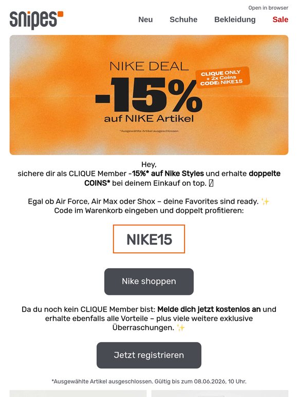 -15% auf Nike + doppelte COINS 👀