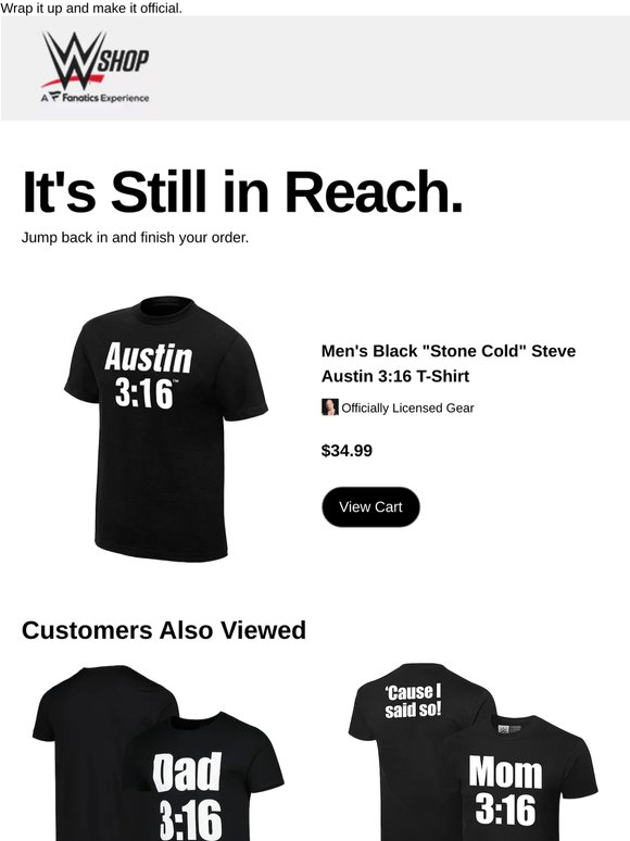 Finish Checkout: Men's Black "Stone Cold" Steve Austin 3:16 T-...