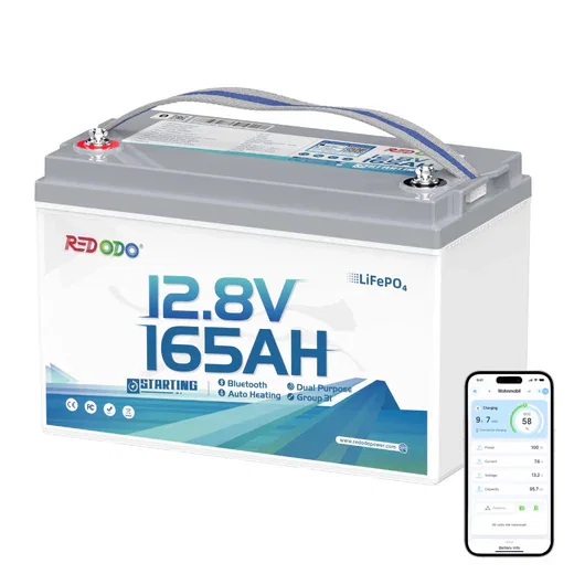 Redodo 12V 165Ah 1200 CCA Group 31 Dual-Purpose Lithium Marine Bluetooth Battery | Starting • Trolling• & Electronics— All from One