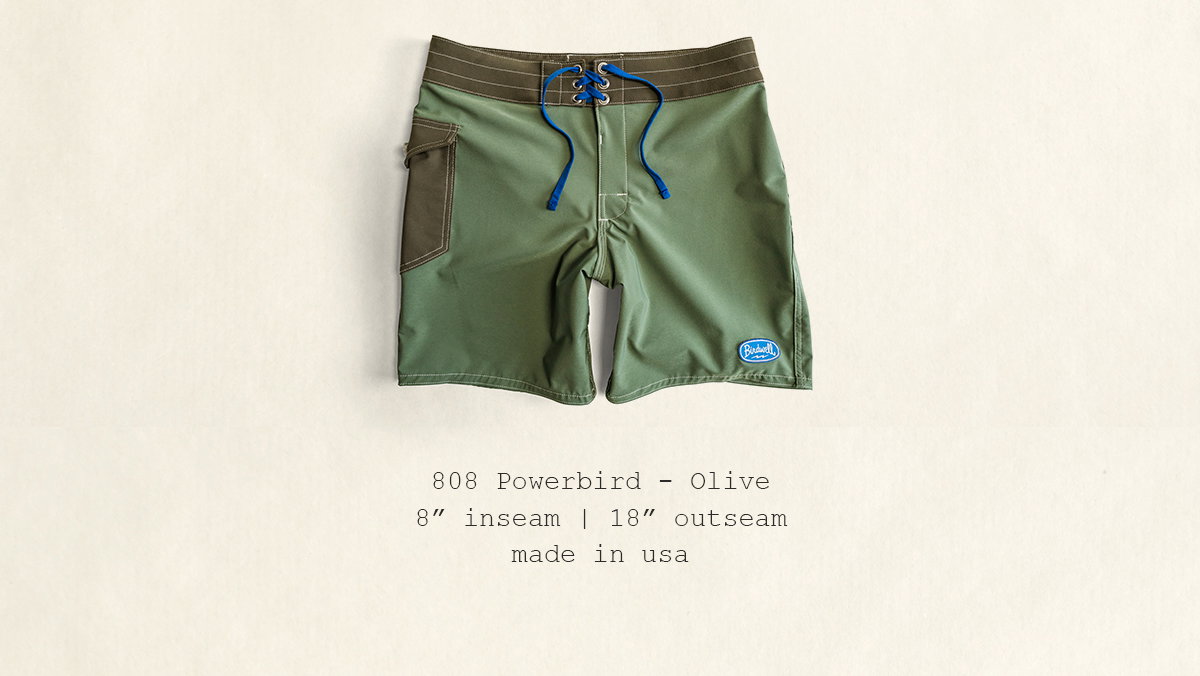 808 Powerbird - Olive | 8" inseam | 18" outseam | made in usa