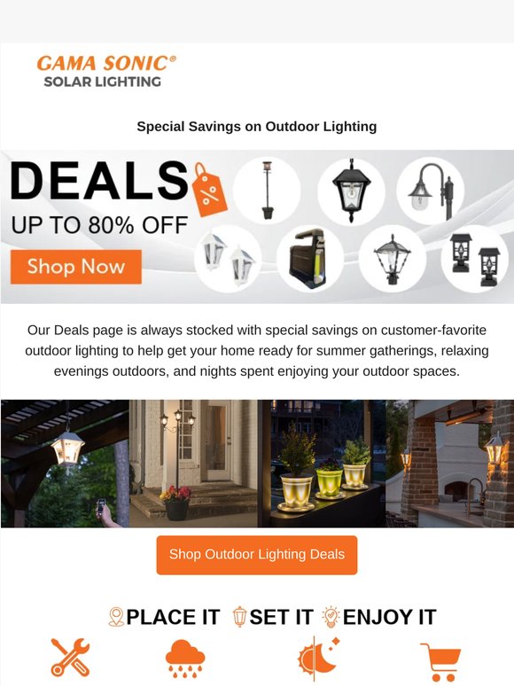 Save Up to 80% on Outdoor Lighting