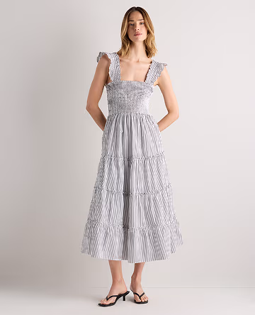 100% Organic Cotton Poplin Smocked Midi Dress