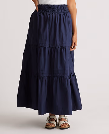 100% Organic Cotton Poplin Tiered Maxi Skirt