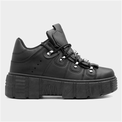 Heart Char Womens Black Chunky Trainer