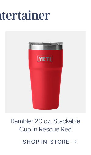 rambler 20oz stackable cup in rescue red