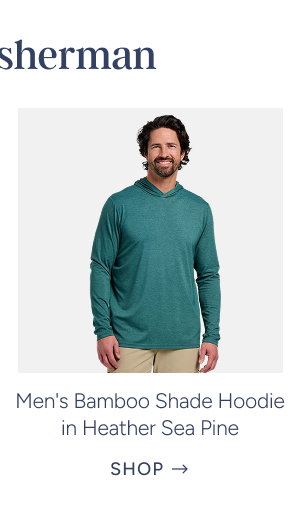 men's bamboo shade hoodie in heather sea pine