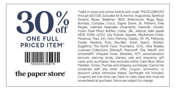 30% off one full priced item*