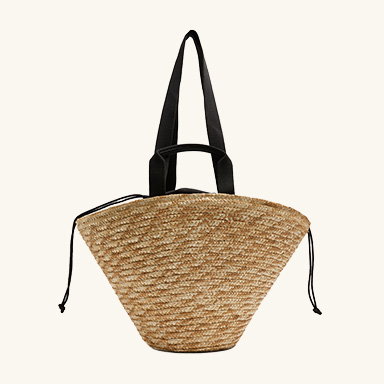 Natural Straw Drawstring Bucket Bag