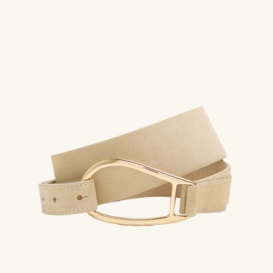 Sand Suede Asymmetric Buckle Waist Belt