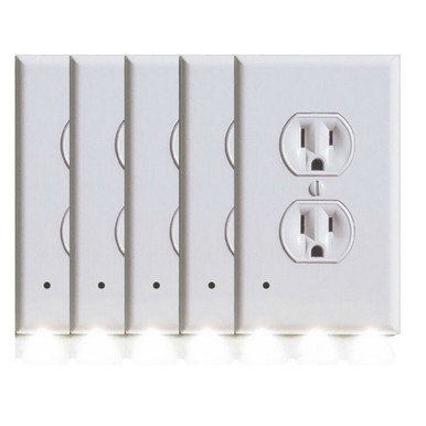 Round or Square Snap-on Outlet Plate with Built-in LED Night Lights (5-Pack)