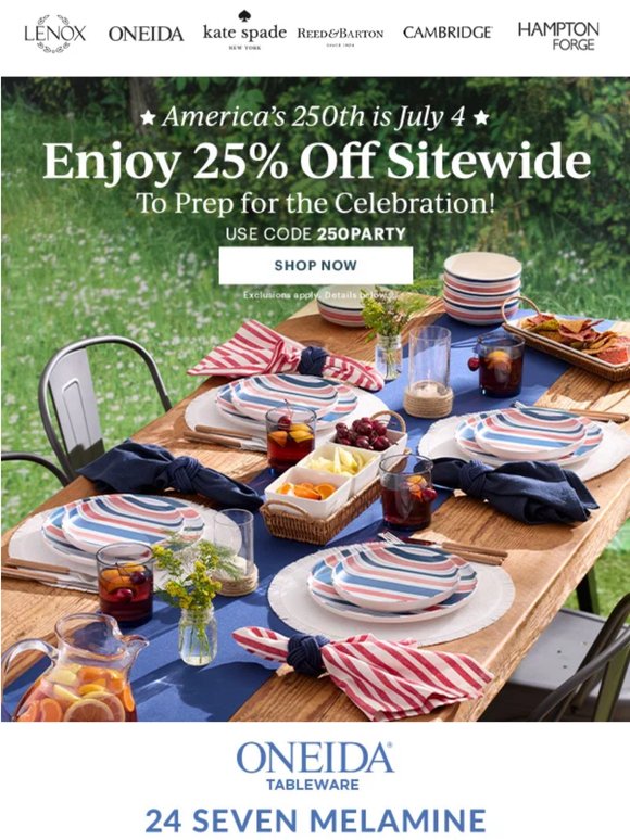 Summer Party Prep: Extra 25% Off 🍽️🍉