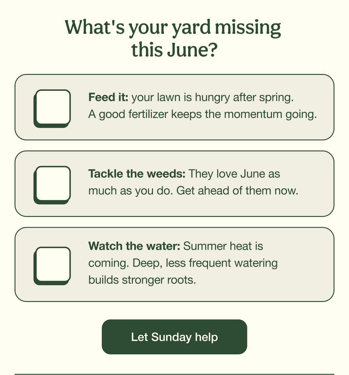 What's your yard missing  this June? | Let Sunday help