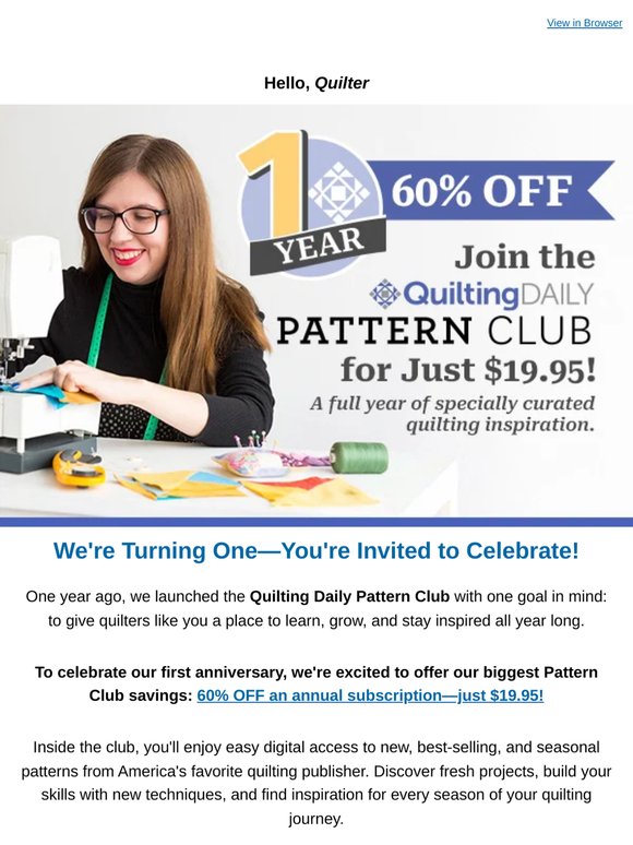 🎂 It's Our Birthday! Save 60% on Pattern Club