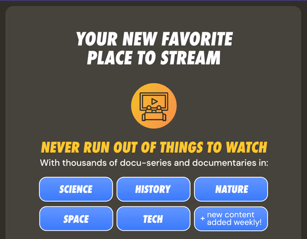 Curiosity Stream Standard Plan: Lifetime Subscription