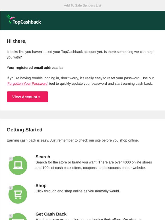 Start Earning Cash Back Today...