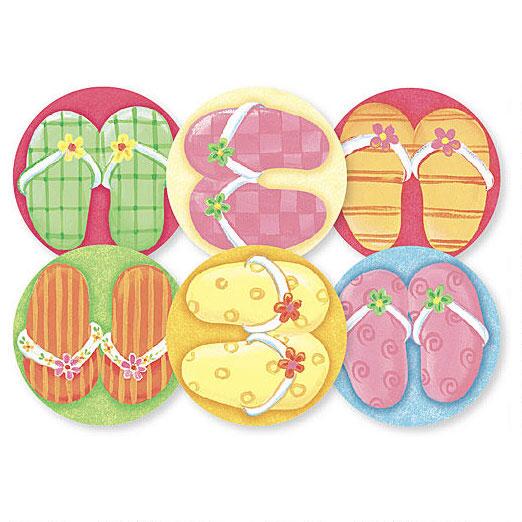 Image of Flip-Flops, Too Envelope Seals  (6 Designs)