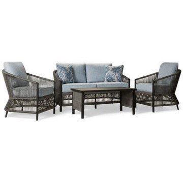 Bridges Beach 4 Piece Lounge Set - Loveseat - 2 Lounge Chairs - Coffee Table - Durable Weather-Resistant Materials