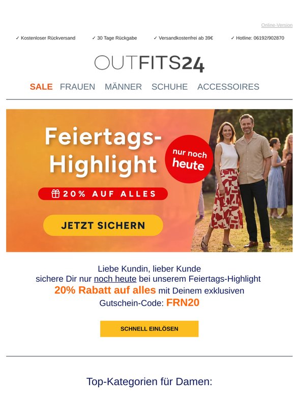 Liebe(r) Kundin/Kundeschnell Feiertags-Highlight sichern