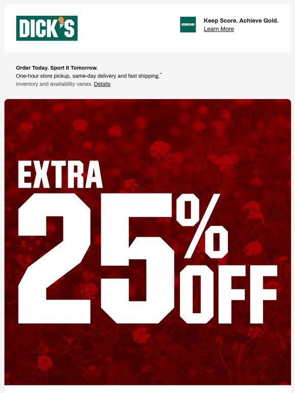 Don't wait! Score an EXTRA 25% off select clearance while you can...