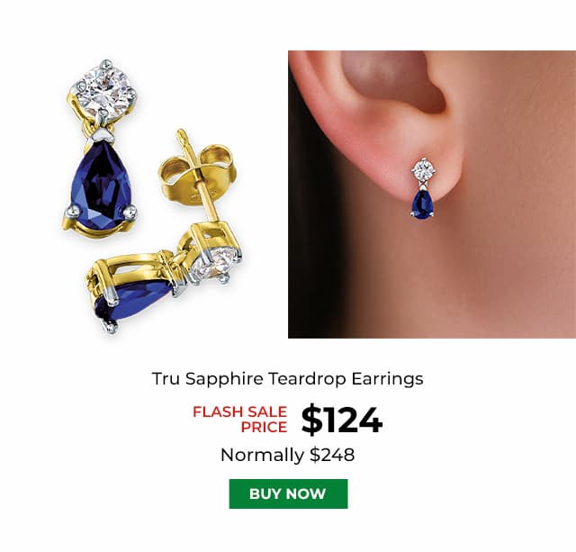 Tru Sapphire Teardrop Earrings Gold Clad