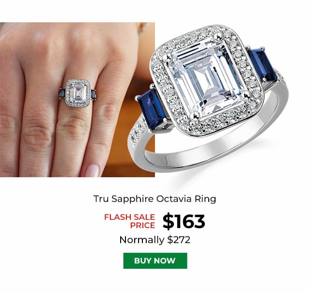 Tru Sapphire Octavia Ring Platinum Clad