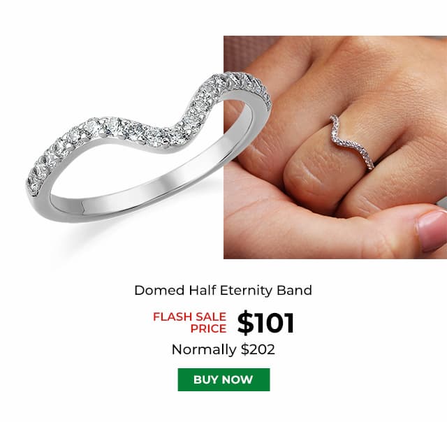 Domed Half Eternity Band Platinum Clad