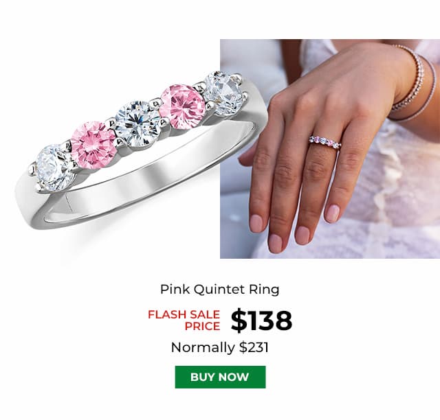 Pink Quintet Ring Platinum Clad