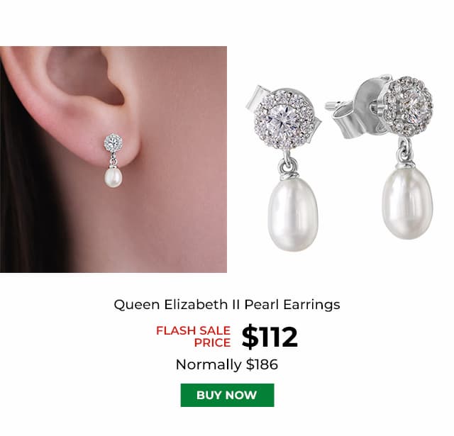 Queen Elizabeth II Pearl Earrings Platinum Clad