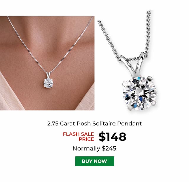 2 75 Carat Posh Solitaire Pendant Platinum Clad