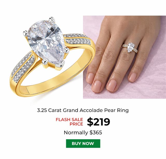 3 25 Carat Grand Accolade Pear Ring Gold Clad
