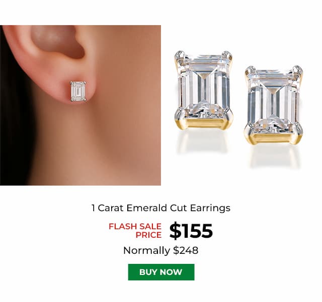 1 Carat Emerald Cut Earrings Gold Clad