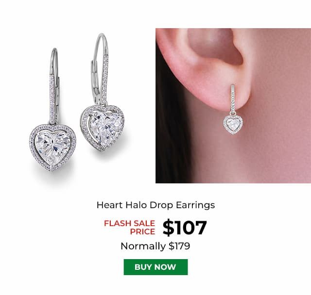 Heart Halo Drop Earrings Platinum Clad