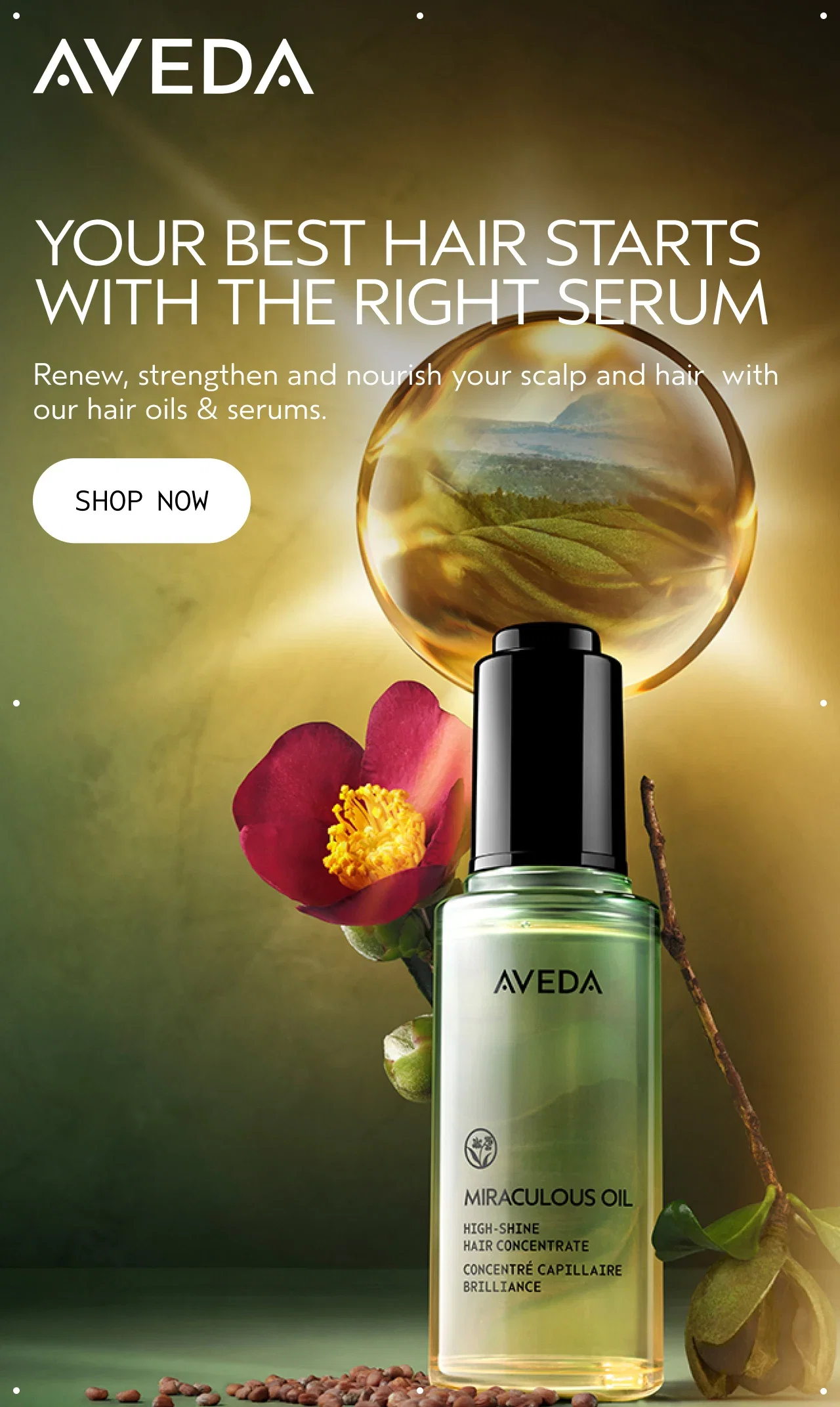 AVEDA | YOUR BEST HAIR STARTS WITH THE RIGHT SERUM | Renew, strengthen and nourish your scalp and hair with our hair oils & serums. | SHOP NOW