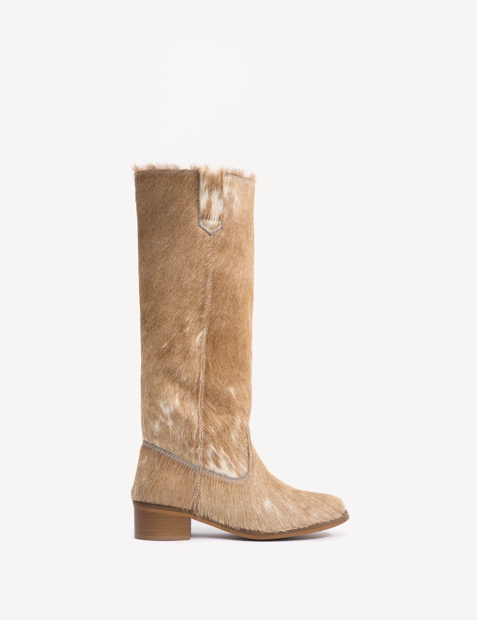 Image of Ann Gaucho Boot In Beige Shades Cow Fur