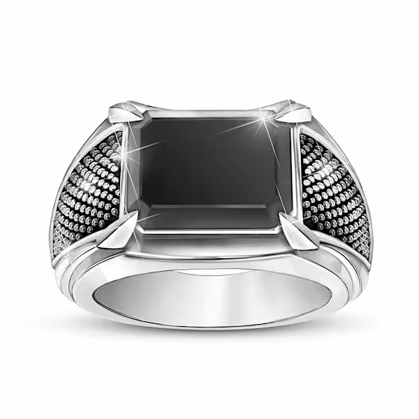 Stainless Steel Black Onyx Men's Ring