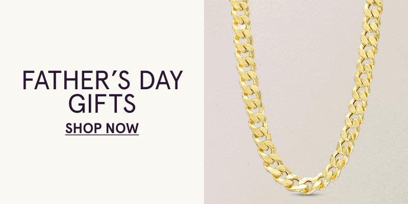 Classic, high-polish gold curb link chain necklace.  Father’s Day gifts. Click here to shop now