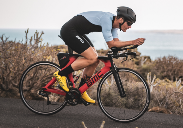 athlete cycling wearing Lava trisuit