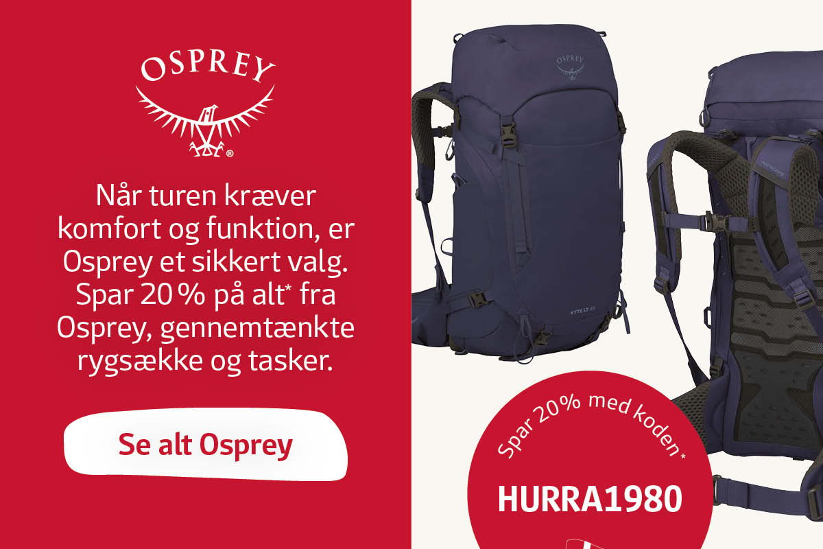 Se alt fra Osprey - og spar 20 % med rabatkoden HURRA1980*