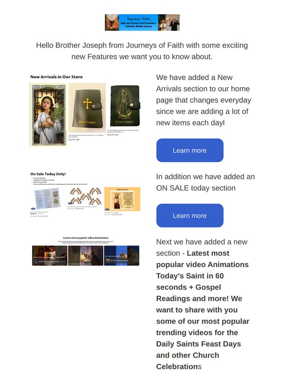 Journeys of Faith New Features
