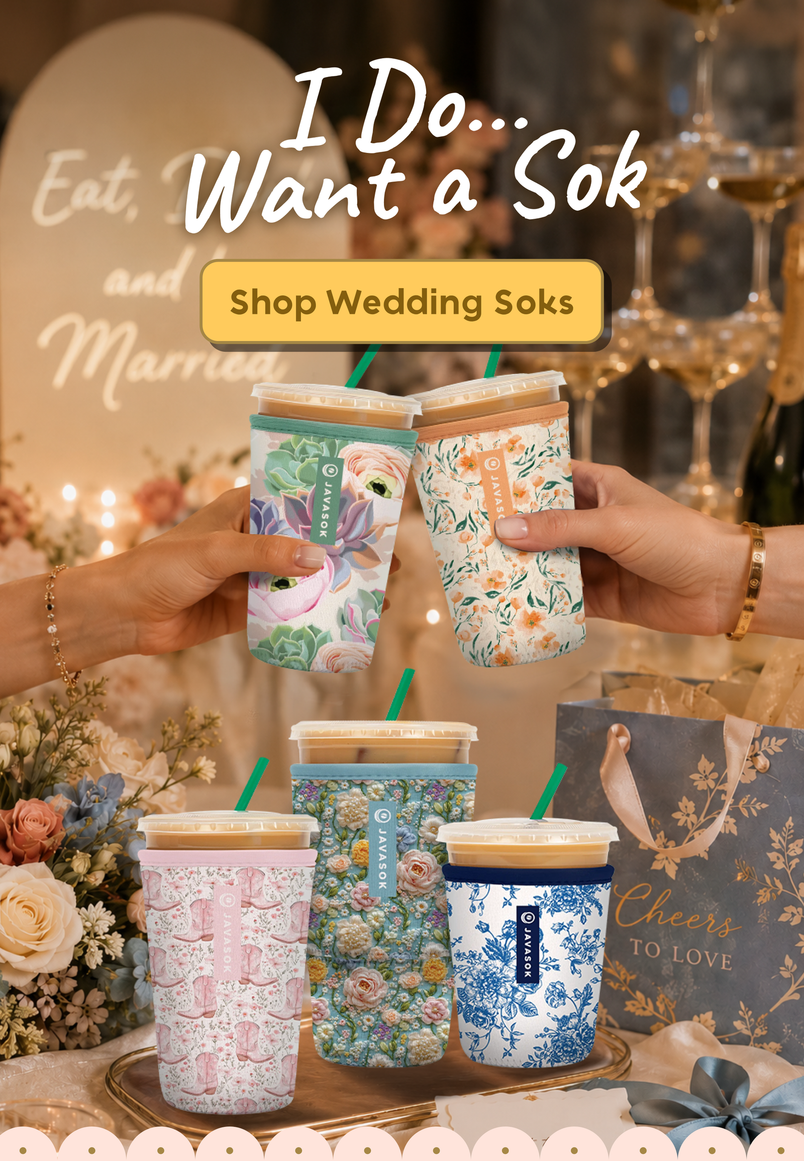 Wedding drinkware sale with BOGO 50% off.