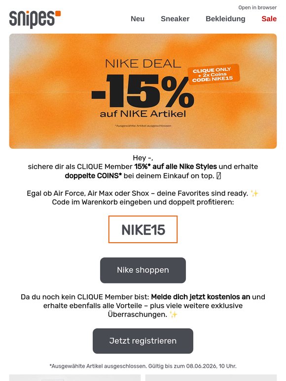 15% auf Nike und mehr 👀