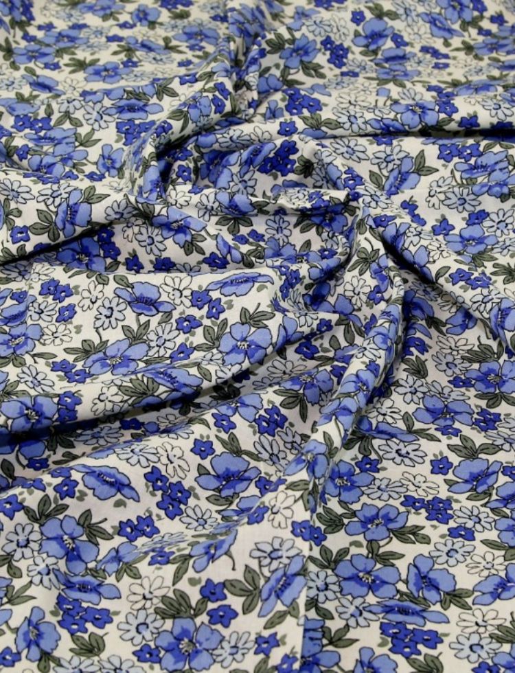 Linen Cotton Blend Fabric Blue